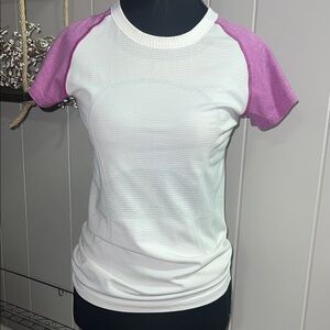 lululemon athletica White and Purple Short Sleeve Tee